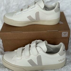 Veja White and Cream Sneakers